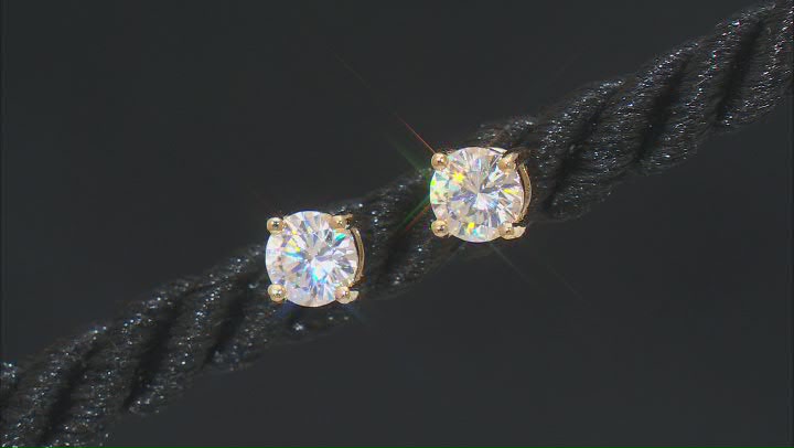 White rhodium and 18k yellow gold over silver set of two stud earrings 2.80ctw Video Thumbnail