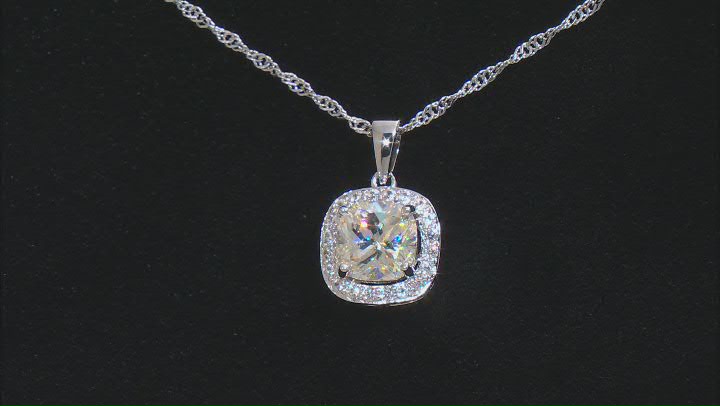 Strontium Titanate and white zircon rhodium over sterling silver pendant 3.63ctw. Video Thumbnail