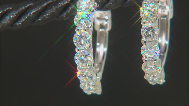 Strontium Titanate Rhodium Over Sterling Silver Hoop Earrings 5.60ctw Video Thumbnail