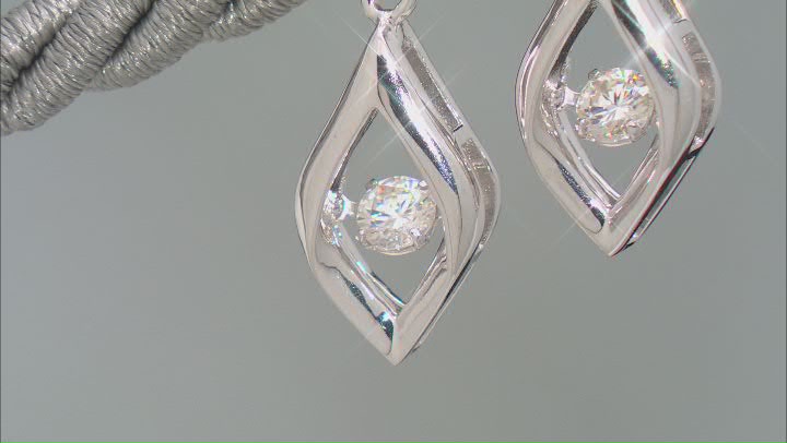 Strontium Titanate Rhodium Over Sterling Silver Dancing Earrings .70ctw Video Thumbnail