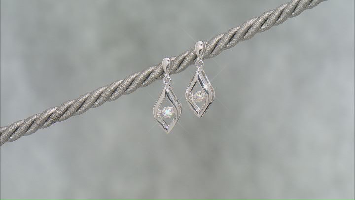 Strontium Titanate Rhodium Over Sterling Silver Dancing Earrings .70ctw Video Thumbnail
