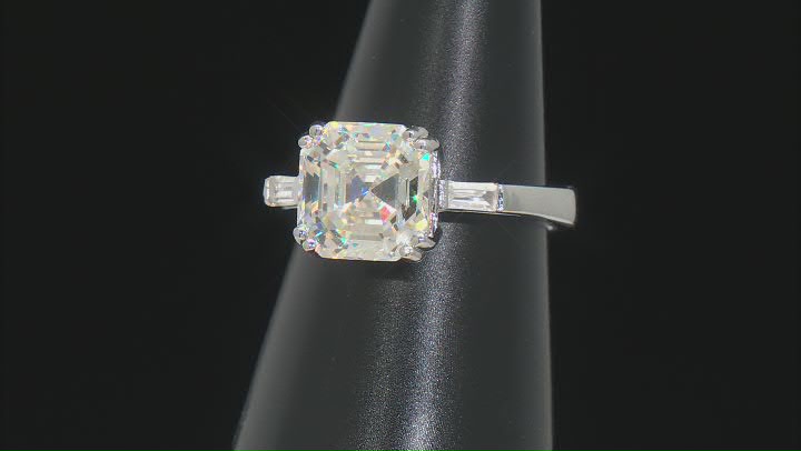 Strontium Titanate And White Zircon Rhodium Over Sterling Silver Ring 6.48ctw. Video Thumbnail