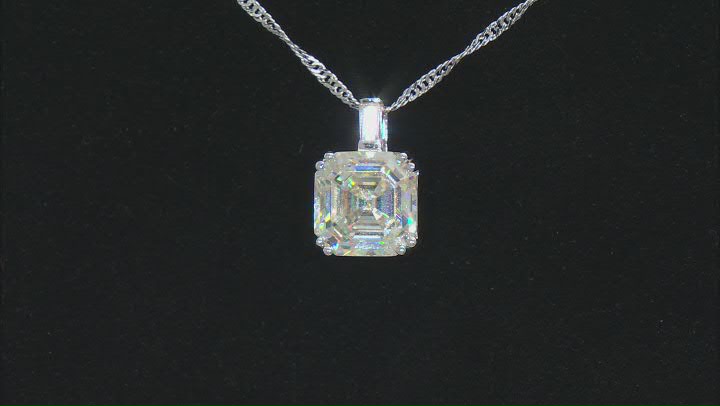Strontium Titanate And White Zircon Rhodium Over Sterling Silver Pendant 6.36ctw. Video Thumbnail