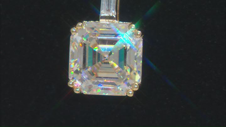 Strontium Titanate And White Zircon 18k Yellow Gold Over Sterling Silver Pendant 6.36ctw. Video Thumbnail