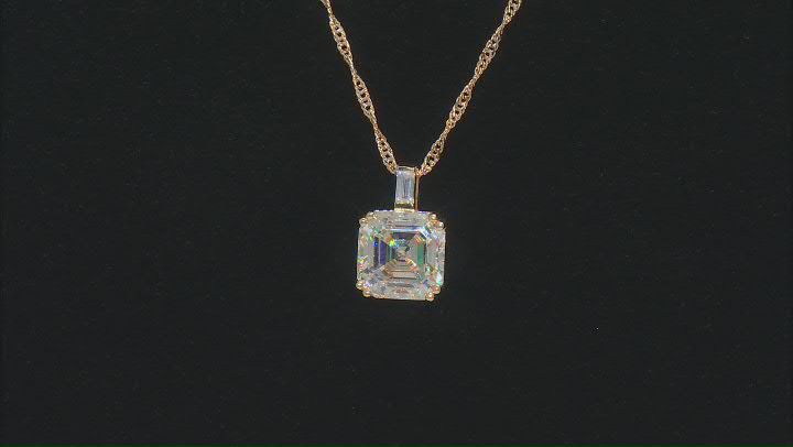 Strontium Titanate And White Zircon 18k Yellow Gold Over Sterling Silver Pendant 6.36ctw. Video Thumbnail
