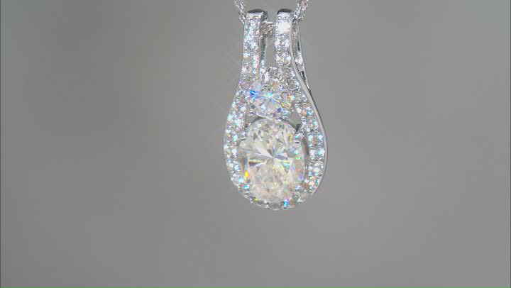 Strontium Titanate And White Zircon Rhodium Over Sterling Silver Pendant 2.08ctw Video Thumbnail