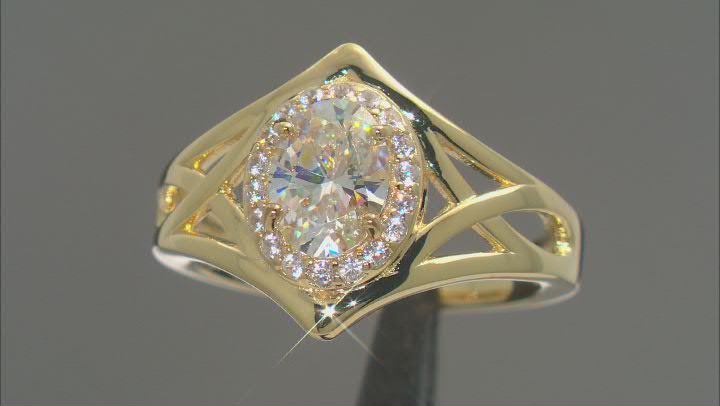Strontium Titanate And White Zircon 18k Yellow Gold Over Silver Ring 1.76ctw Video Thumbnail