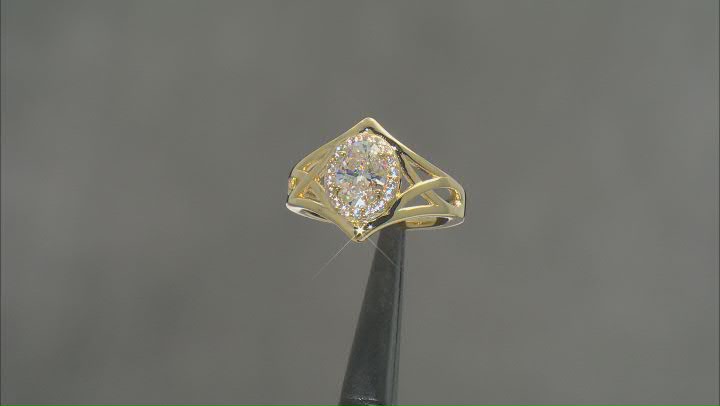 Strontium Titanate And White Zircon 18k Yellow Gold Over Silver Ring 1.76ctw Video Thumbnail