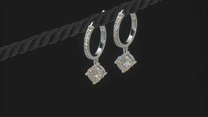 Strontium Titanate and White Zircon Rhodium Over Silver Earrings 2.70ctw Video Thumbnail