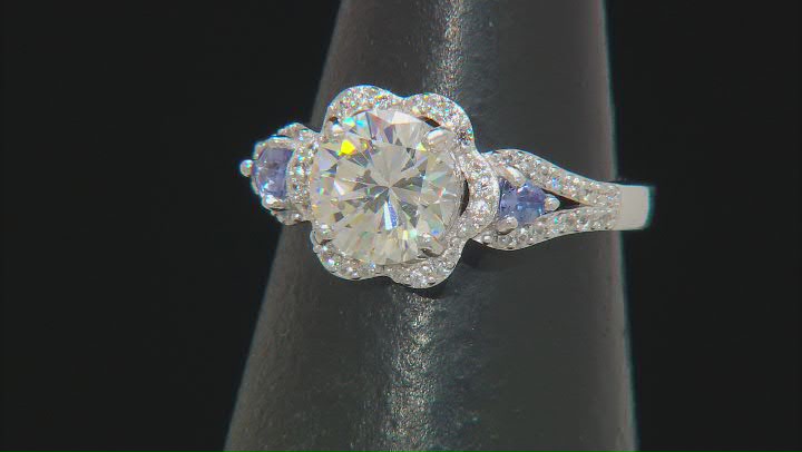 And Tanzanite With White Zircon Rhodium Over Silver Ring 2.97ctw Video Thumbnail