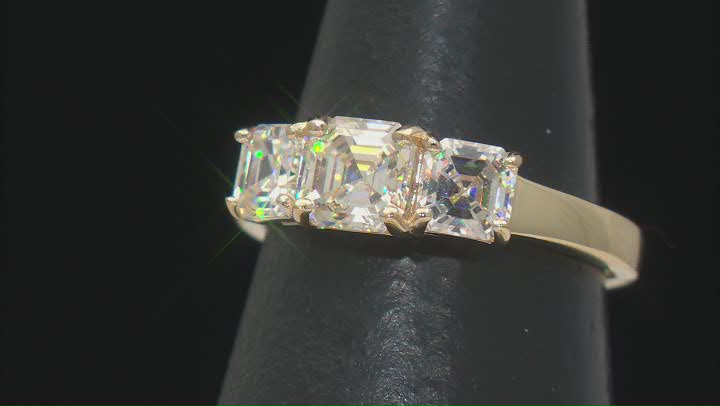 18k Yellow Gold Over Silver Three Stone Ring 2.80ctw Video Thumbnail