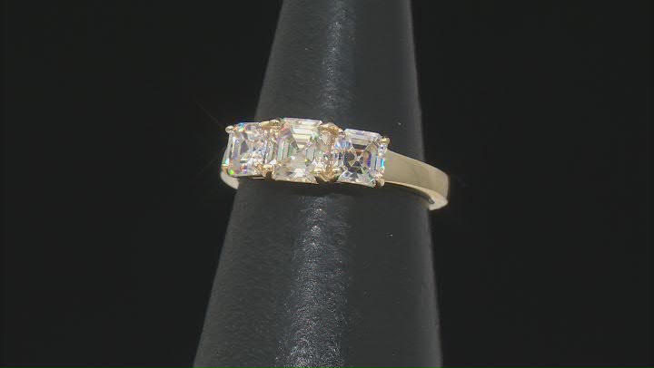 18k Yellow Gold Over Silver Three Stone Ring 2.80ctw Video Thumbnail