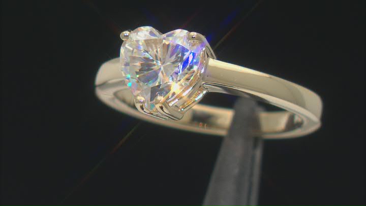 18k Yellow Gold Over Silver Strontium Titanate Solitaire Ring 2.35ct Video Thumbnail