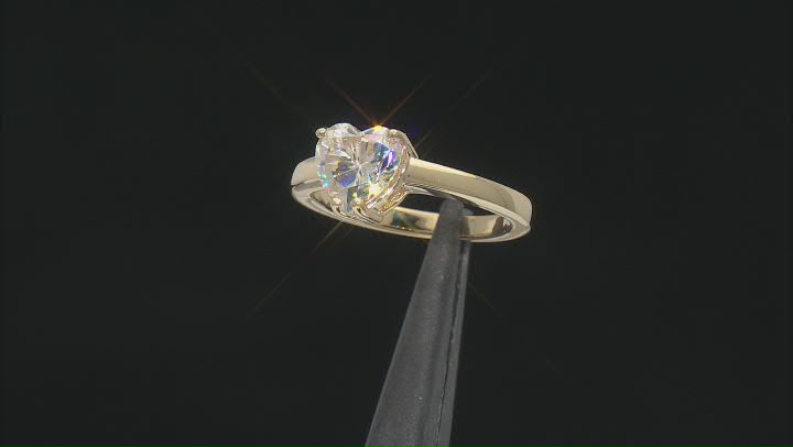 18k Yellow Gold Over Silver Strontium Titanate Solitaire Ring 2.35ct Video Thumbnail