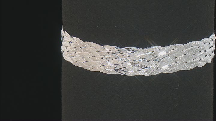 Sterling Silver Braided Herringbone Link Bracelet 7.5 inch Video Thumbnail