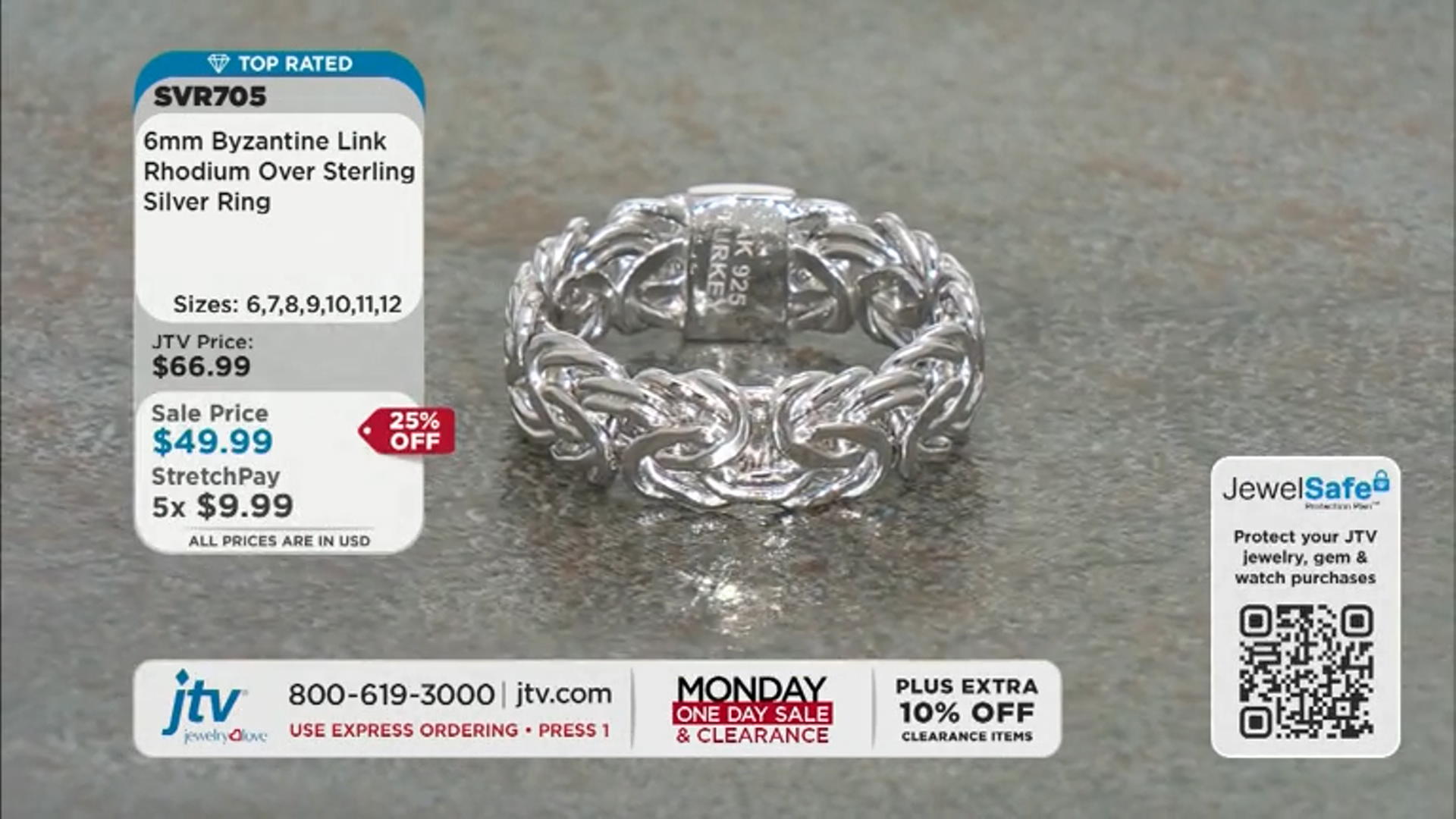 Rhodium Over Sterling Silver 6mm Byzantine Ring Video Thumbnail