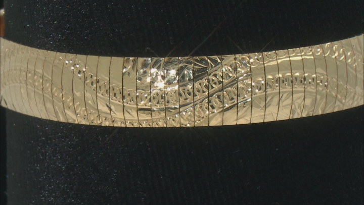 18k Yellow Gold Over Silver Diamond Cut Wave Pattern Omega Bracelet Video Thumbnail