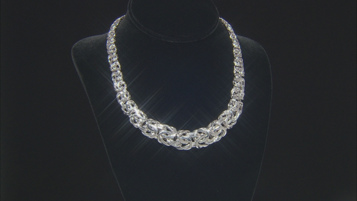 Rhodium Over Sterling Silver 10-18 Graduated Byzantine Necklace 18 inch Video Thumbnail