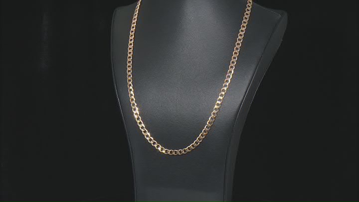 18K Yellow Gold Over Sterling Silver Curb Chain Necklace 24 Inch Video Thumbnail