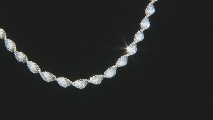 Sterling Silver 1MM Diamond Cut Pave Twisted Herringbone Chain Necklace 18 Inch Video Thumbnail