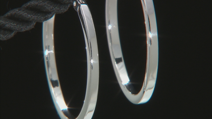 Sterling Silver Polished Square Tube 25mm Hoop Earrings Video Thumbnail