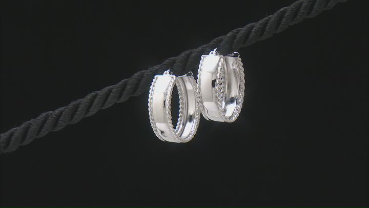 Sterling Silver High Polished With Rope Accents Hoop Earrings Video Thumbnail