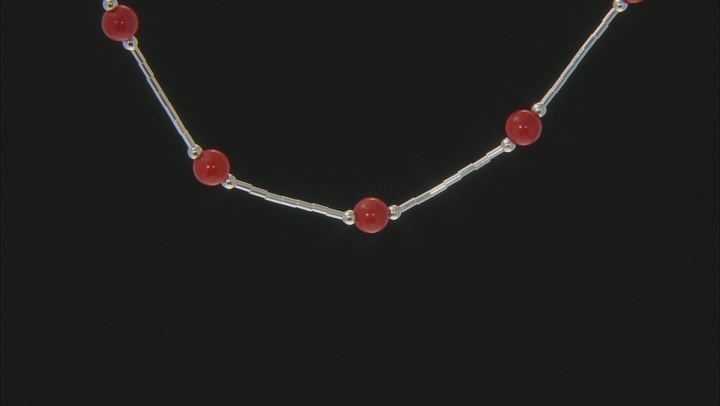 Red Coral Liquid Sterling Silver Necklace Video Thumbnail