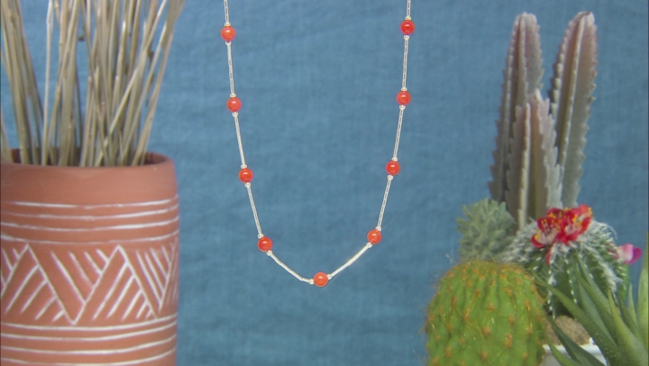 Red Coral Liquid Sterling Silver Necklace Video Thumbnail