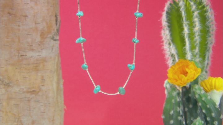Blue Turquoise Nugget Liquid Silver Necklace Video Thumbnail