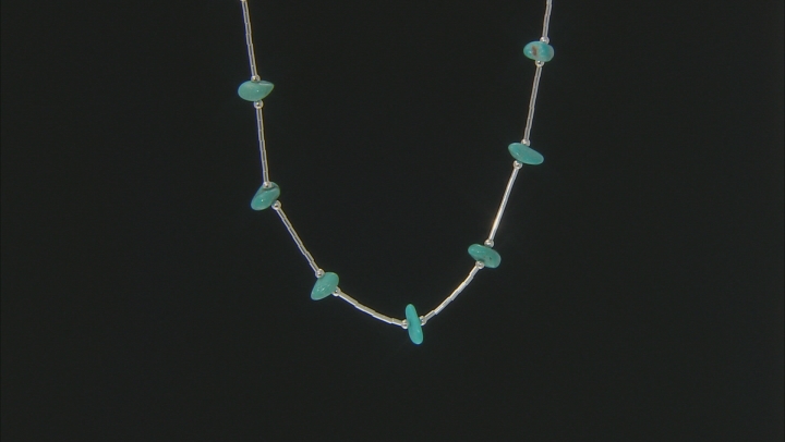 Blue Turquoise Nugget Liquid Silver Necklace Video Thumbnail