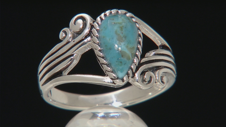 Blue Turquoise Silver Solitaire Ring Video Thumbnail