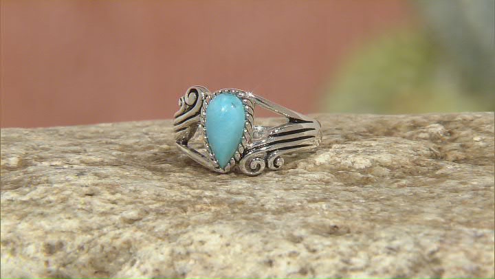 Blue Turquoise Silver Solitaire Ring Video Thumbnail