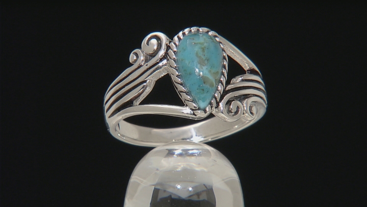 Blue Turquoise Silver Solitaire Ring Video Thumbnail