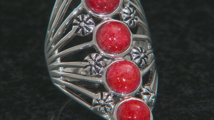 Red Sponge Coral Sterling Silver Ring Video Thumbnail
