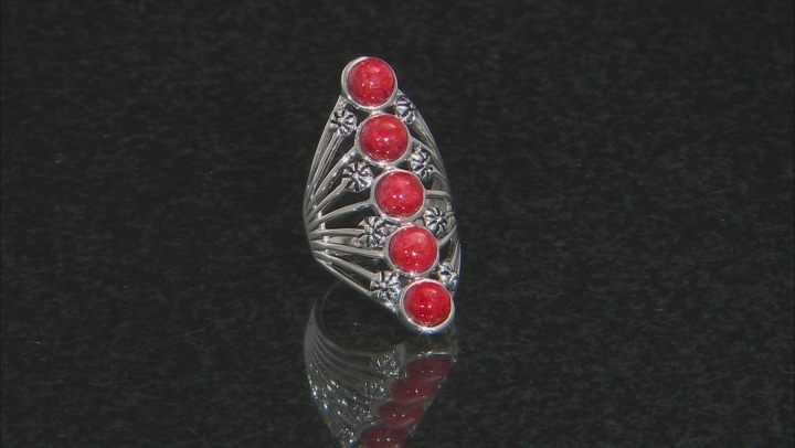 Red Sponge Coral Sterling Silver Ring
