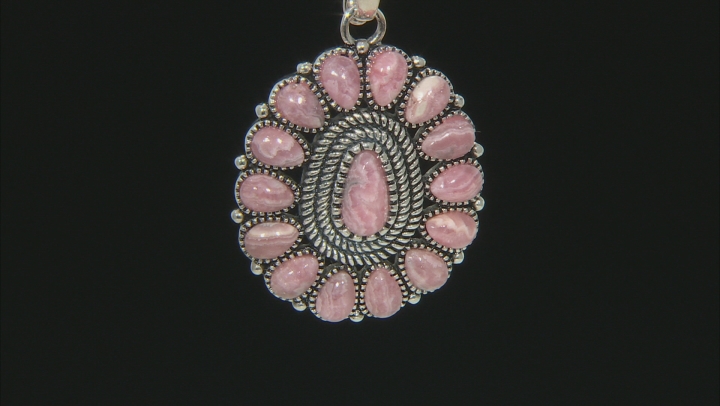 Pink Rhodochrosite Sterling Silver Enhancer With Chain Video Thumbnail