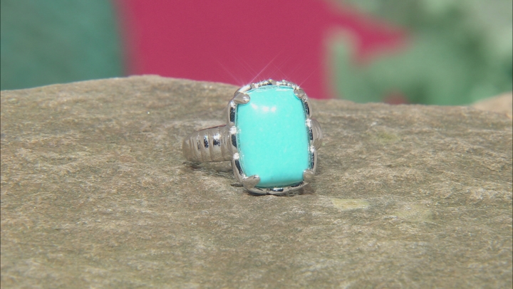 Blue Sleeping Beauty Turquoise Rhodium Over Silver Ring Video Thumbnail