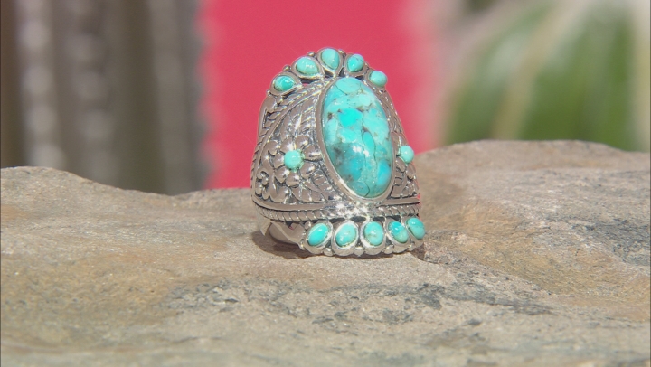 Blue turquoise sterling silver ring Video Thumbnail