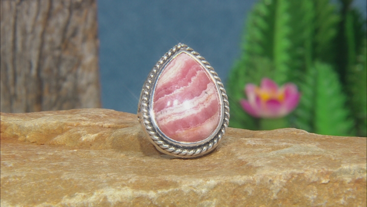 Pink Rhodochrosite Sterling Silver Ring Video Thumbnail