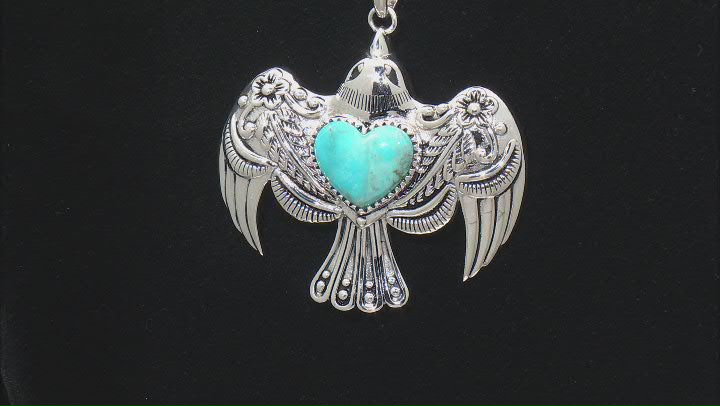 Turquoise Silver Eagle Pendant With Chain Video Thumbnail