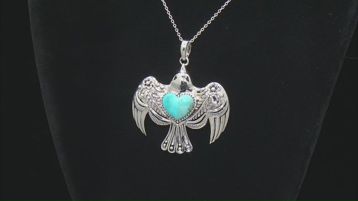 Turquoise Silver Eagle Pendant With Chain Video Thumbnail