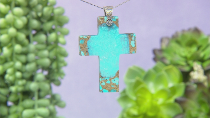 Turquoise Cross, Silver Pendant With Chain Video Thumbnail