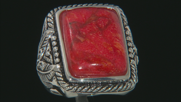 Red Coral Sterling Silver Solitaire Ring Video Thumbnail
