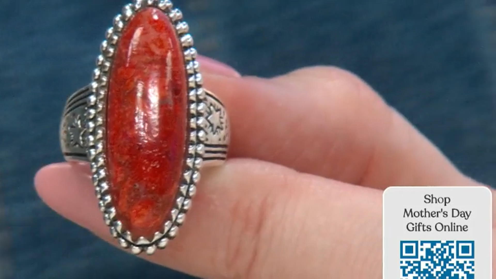 Red Sponge Coral Silver Ring Video Thumbnail