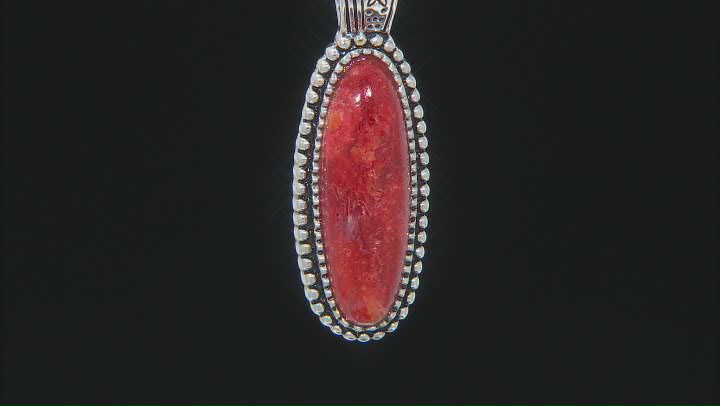 Red Sponge Coral Silver Pendant With Chain Video Thumbnail