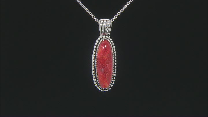 Red Sponge Coral Silver Pendant With Chain Video Thumbnail