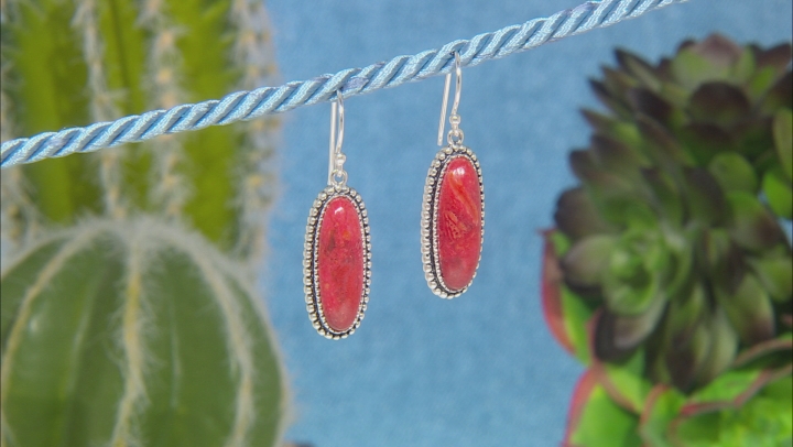 Red Sponge Coral Sterling Silver Earrings Video Thumbnail