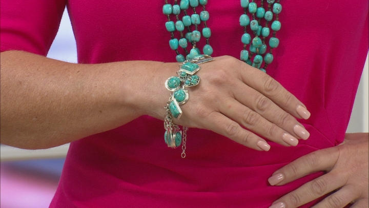 Turquoise Rhodium Over Silver Charm Bracelet Video Thumbnail