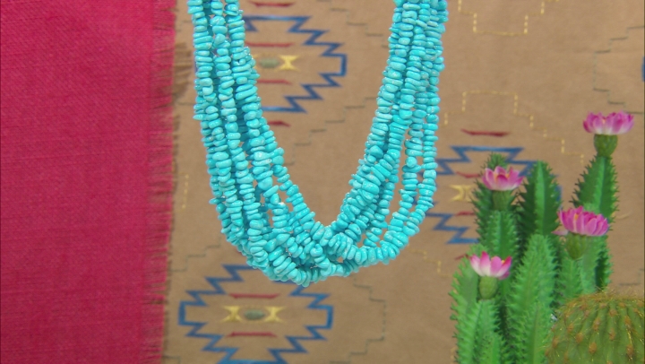 Blue Sleeping Beauty Turquoise 8-Strand Sterling Silver Necklace Video Thumbnail