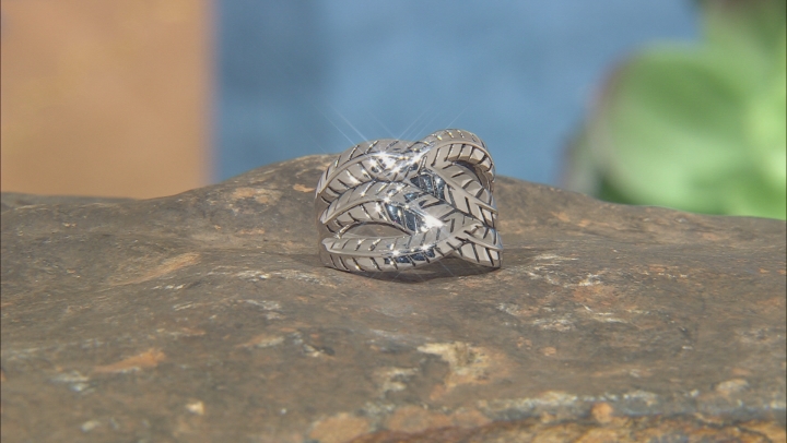 Rhodium Over Sterling Silver Leaf Design Ring Video Thumbnail